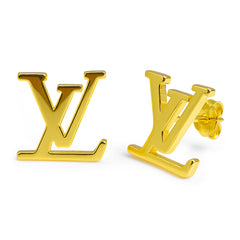 Broquel Maxi Inspirado LV Plata .925 con Baño de Oro