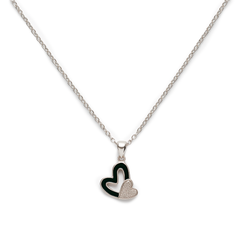 Collar Doble Corazón Piedras Naturales con Circonias Plata .925 con Rodio