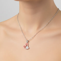 Collar Doble Corazón Piedras Naturales con Circonias Plata .925 con Rodio