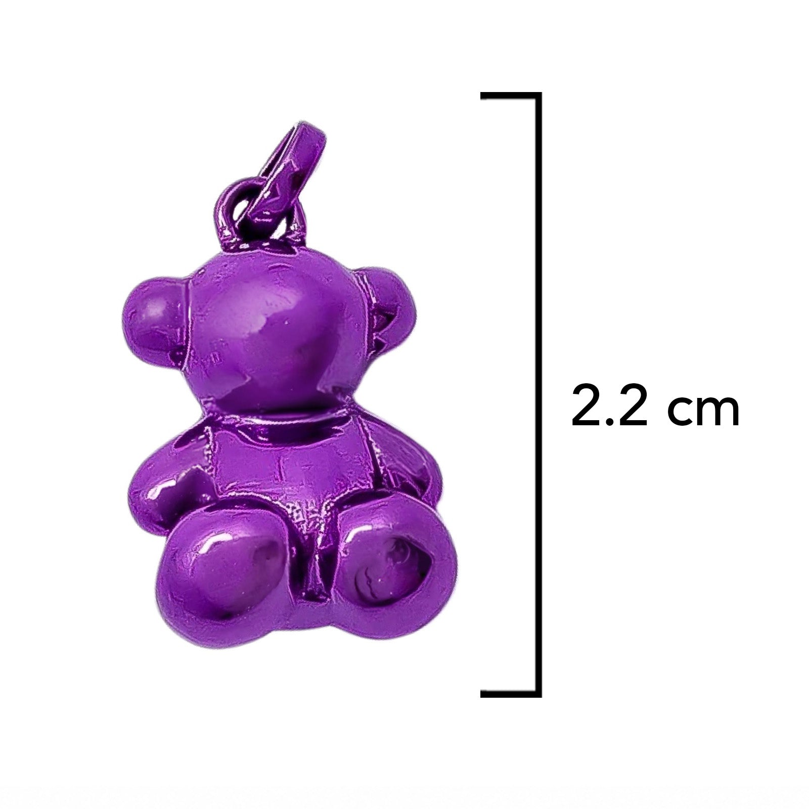 Dije Oso 1.1 Bombeado Macizo Bañado en Esmalte Morado , Plata 925