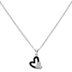 Collar Doble Corazón Piedras Naturales con Circonias Plata .925 con Rodio