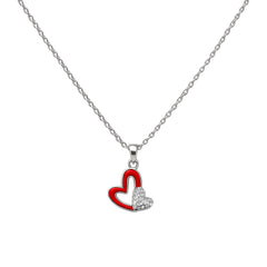 Collar Doble Corazón Piedras Naturales con Circonias Plata .925 con Rodio