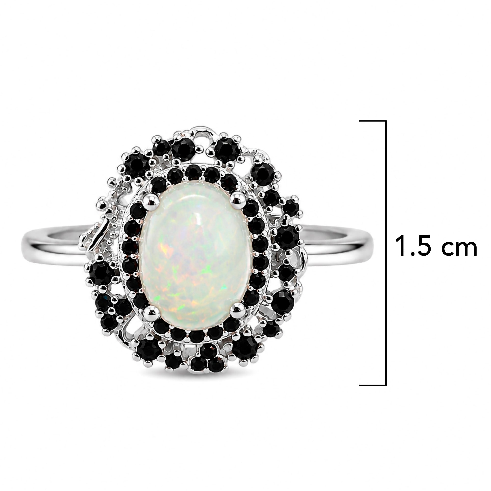 Anillo Piedras Preciosas Ópalo de Etiopía Estilo Victoriano con Zafiro, Plata .925 con Baño de Rodio