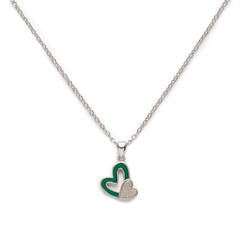 Collar Doble Corazón Piedras Naturales con Circonias Plata .925 con Rodio