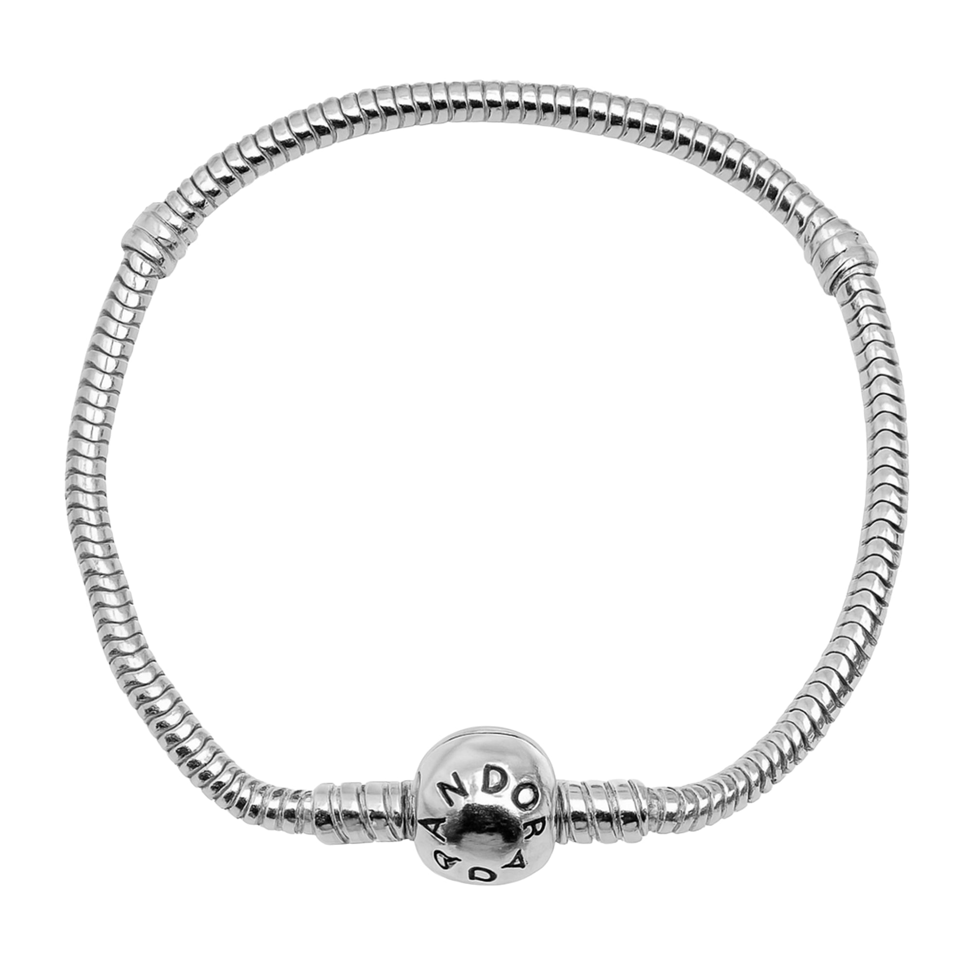 Pulsera Inspirada Pan 1:1 flexible con Broche Esfera Grabado Plata .925