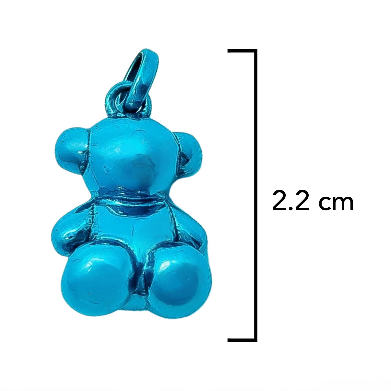 Dije Oso 1.1 Bombeado Macizo Bañado en Esmalte Azul Turquesa, Plata 925