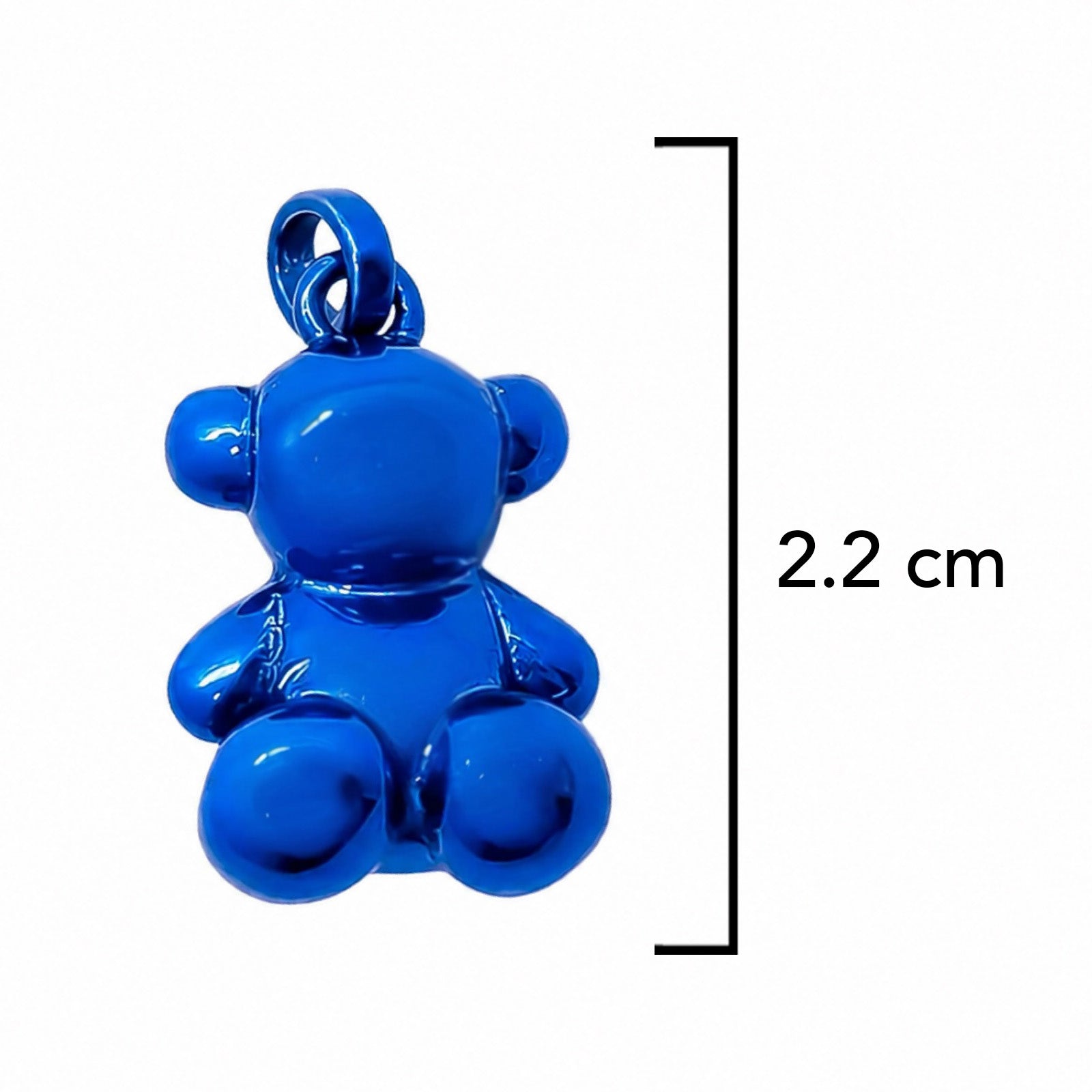 Dije Oso 1.1 Bombeado Macizo Bañado en Esmalte Azul Eléctrico, Plata 925