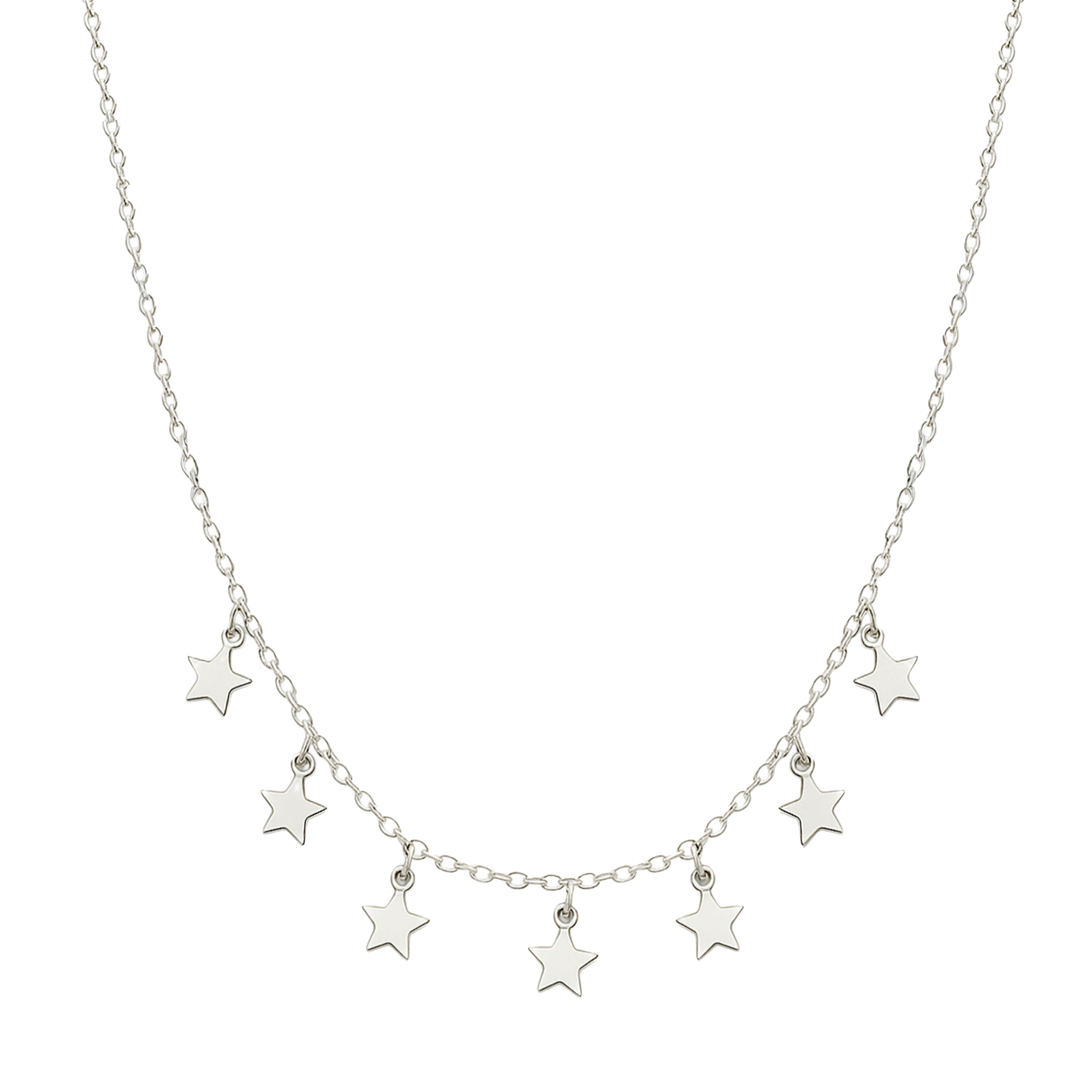 Collar Estrellas Colgantes Lisas Plata .925