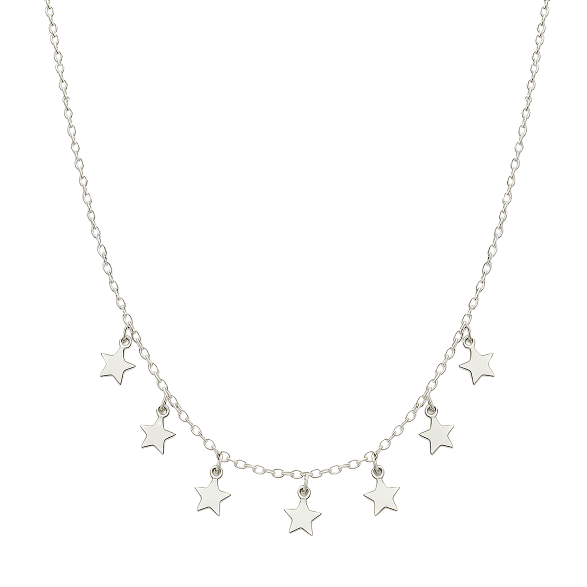 Collar Estrellas Colgantes Lisas Plata .925