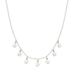 Collar Estrellas Colgantes Lisas Plata .925