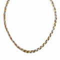 Collar Trenzado Diamantado con Baño 3 Oros Plata .925