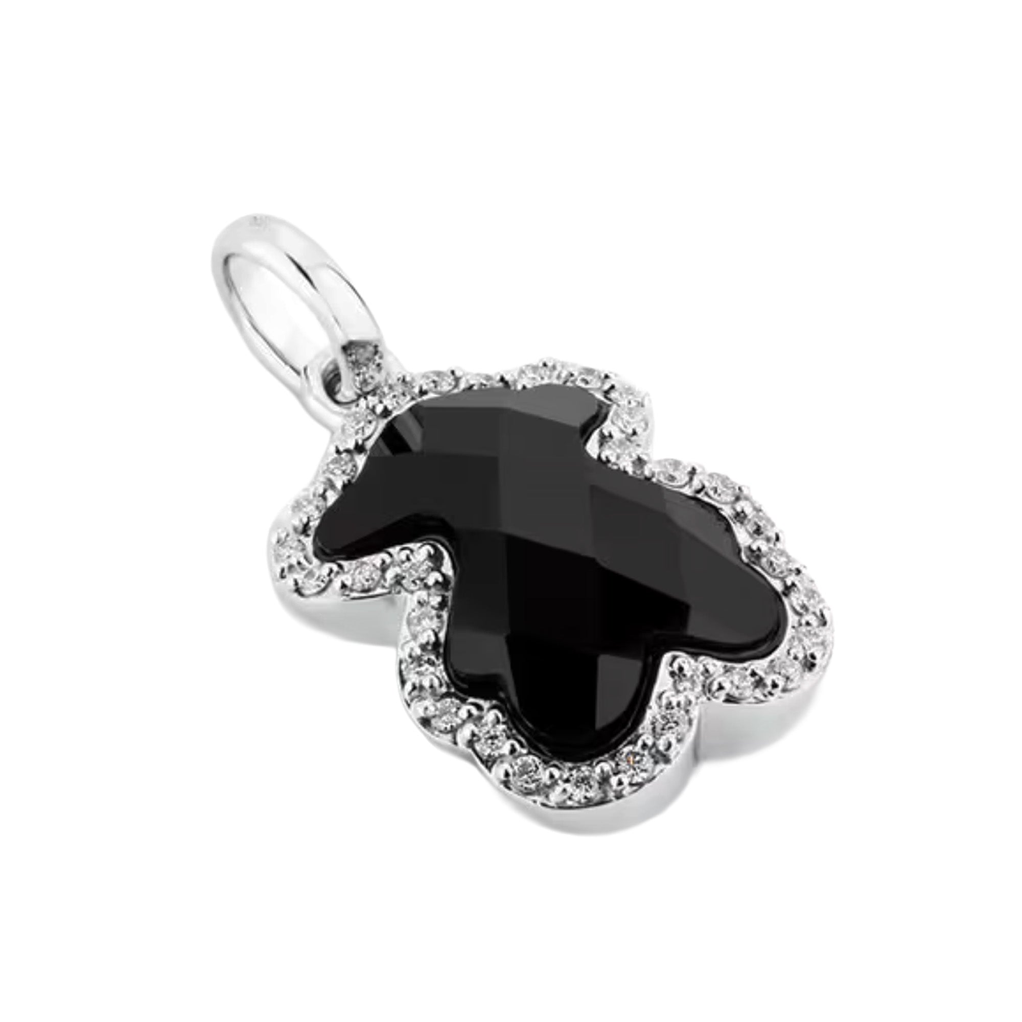 Dije Inspirado Oso 1:1 Onix Facetado con Circonias Plata .925 con Baño de Rodio