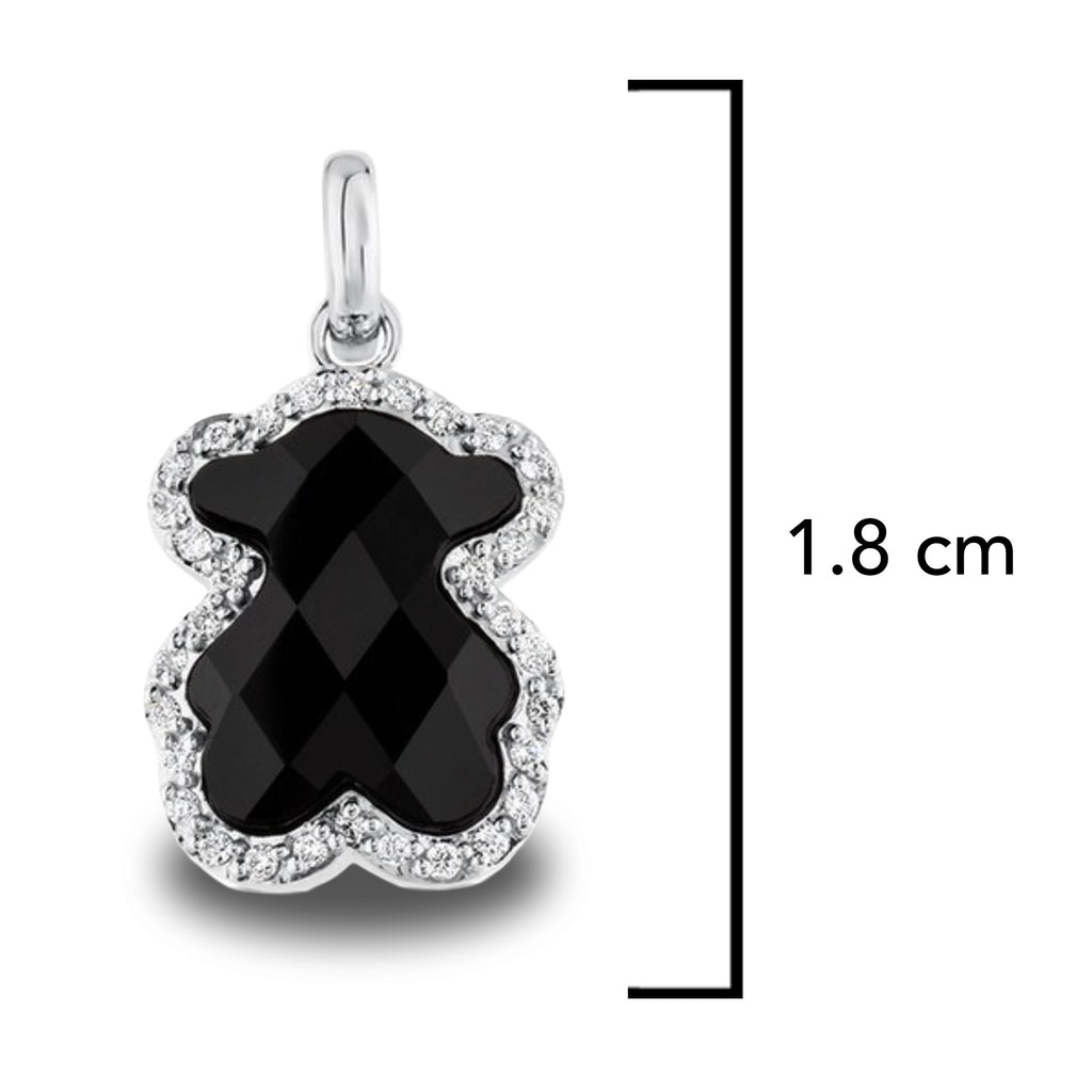 Dije Inspirado Oso 1:1 Onix Facetado con Circonias Plata .925 con Baño de Rodio