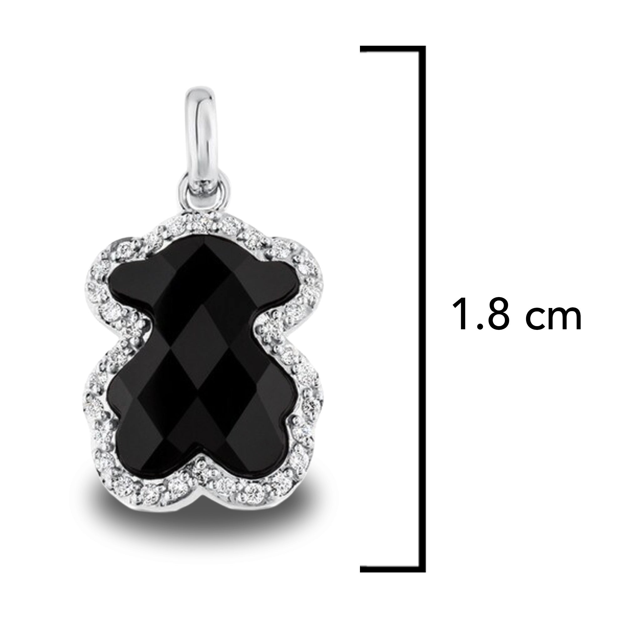 Dije Inspirado Oso 1:1 Onix Facetado con Circonias Plata .925 con Baño de Rodio