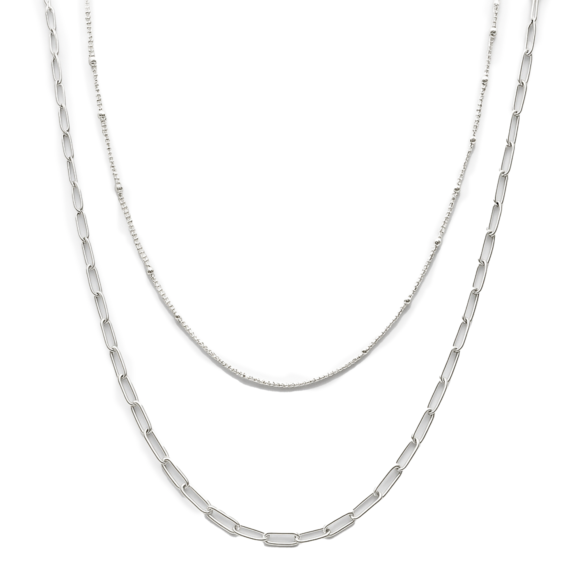 Collar Doble Cadena Paper Clip con Viviana Plata .925