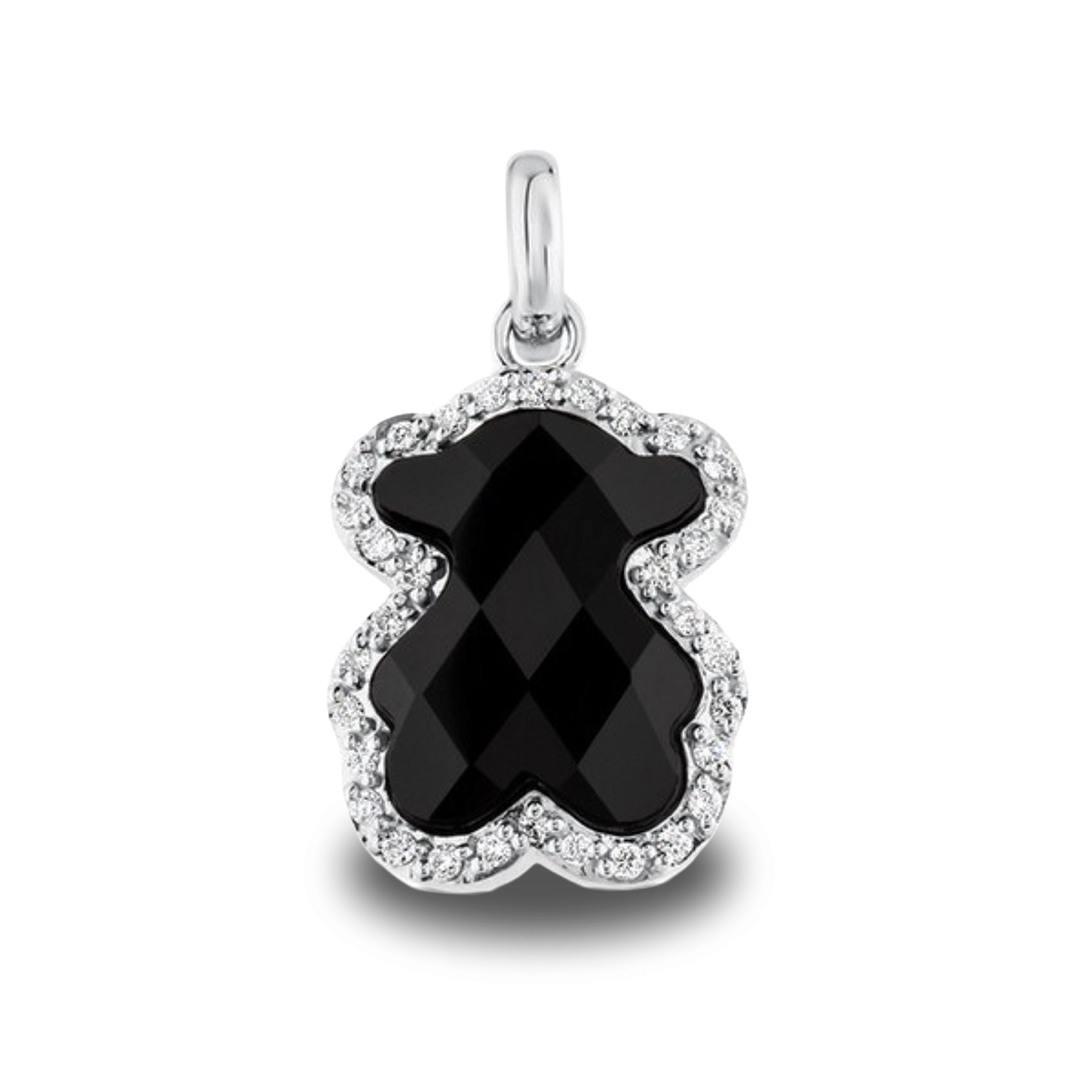 Dije Inspirado Oso 1:1 Onix Facetado con Circonias Plata .925 con Baño de Rodio