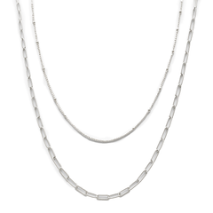Collar Doble Cadena Paper Clip con Viviana Plata .925