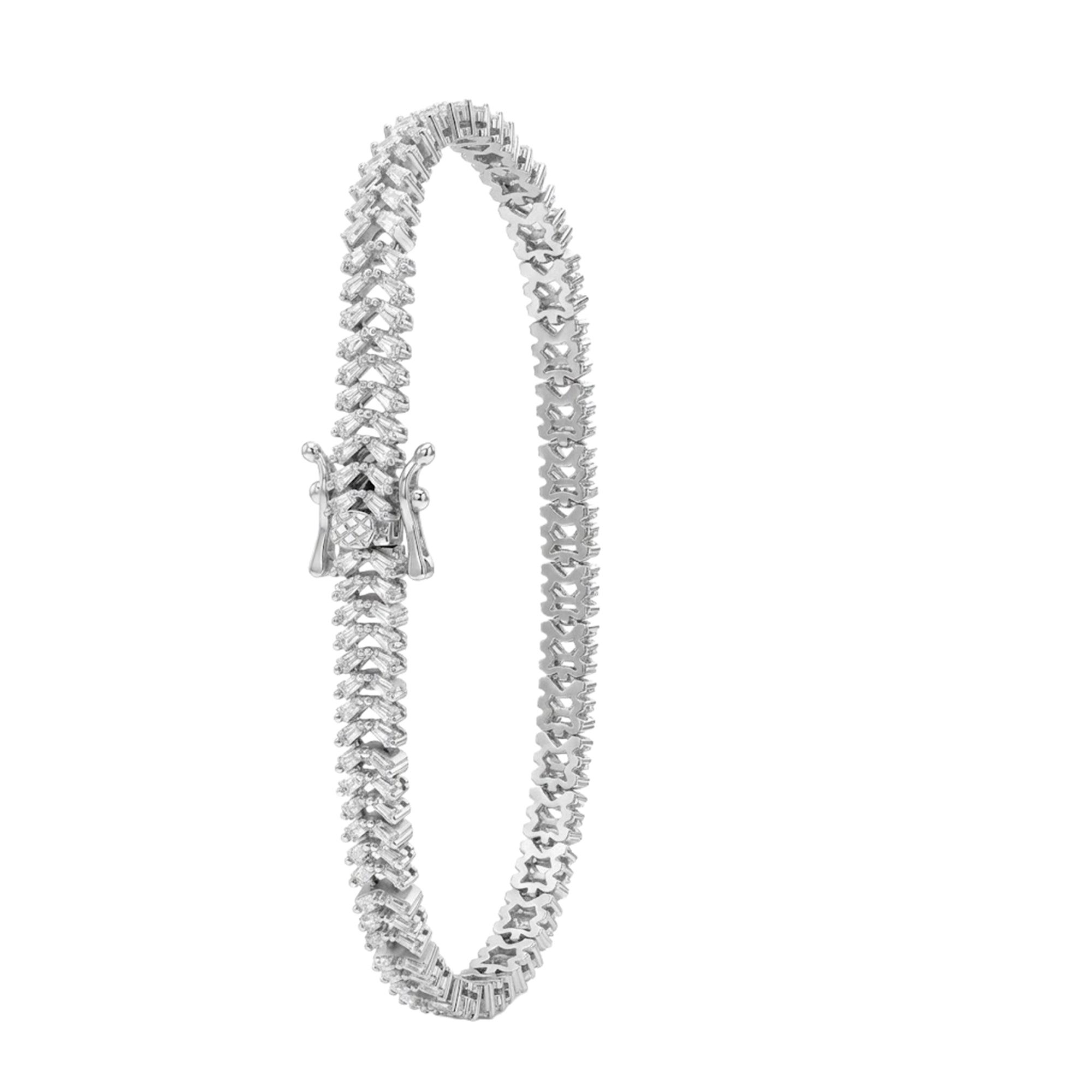 Pulsera Estilo Panza de Víbora con Circonias Baguette Plata .925 con Baño de Rodio