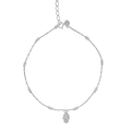 Tobillera Dije Mano de Fatima con Bolitas y Cadena Torzalito Plata .925