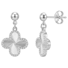 Arete Flor Mediano Inspirado Van C Diamantado Plata .925