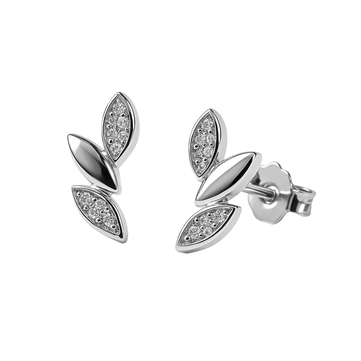 Broquel Semilla con Micro Circonias Plata .925 con Rodio