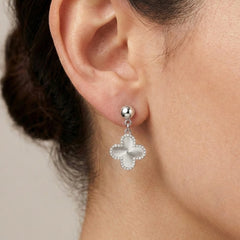 Arete Flor Mediano Inspirado Van C Diamantado Plata .925