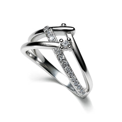 Anillo Micro Circonias Encontrado Plata .925 con Rodio