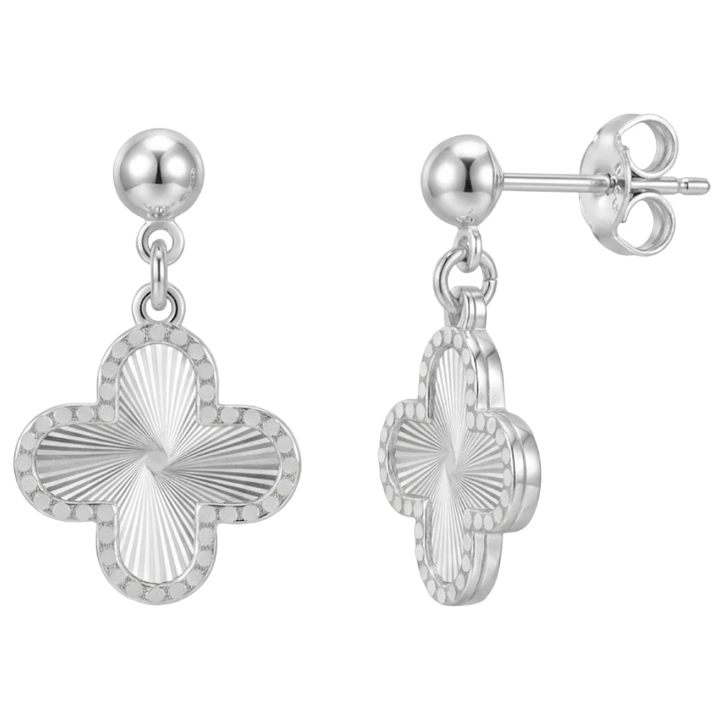 Arete Flor Mediano Inspirado Van C Diamantado Plata .925