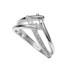 Anillo Micro Circonias Encontrado Plata .925 con Rodio