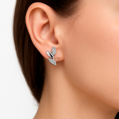 Broquel Semilla con Micro Circonias Plata .925 con Rodio