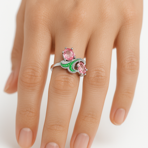12Anillo Estilo Flor Plata .925