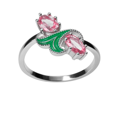Anillo Circonias con Esmalte Plata .925 con Baño de Rodio