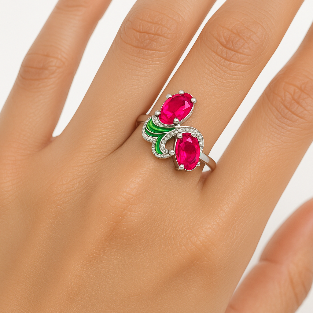 12Anillo Estilo Flor Plata .925