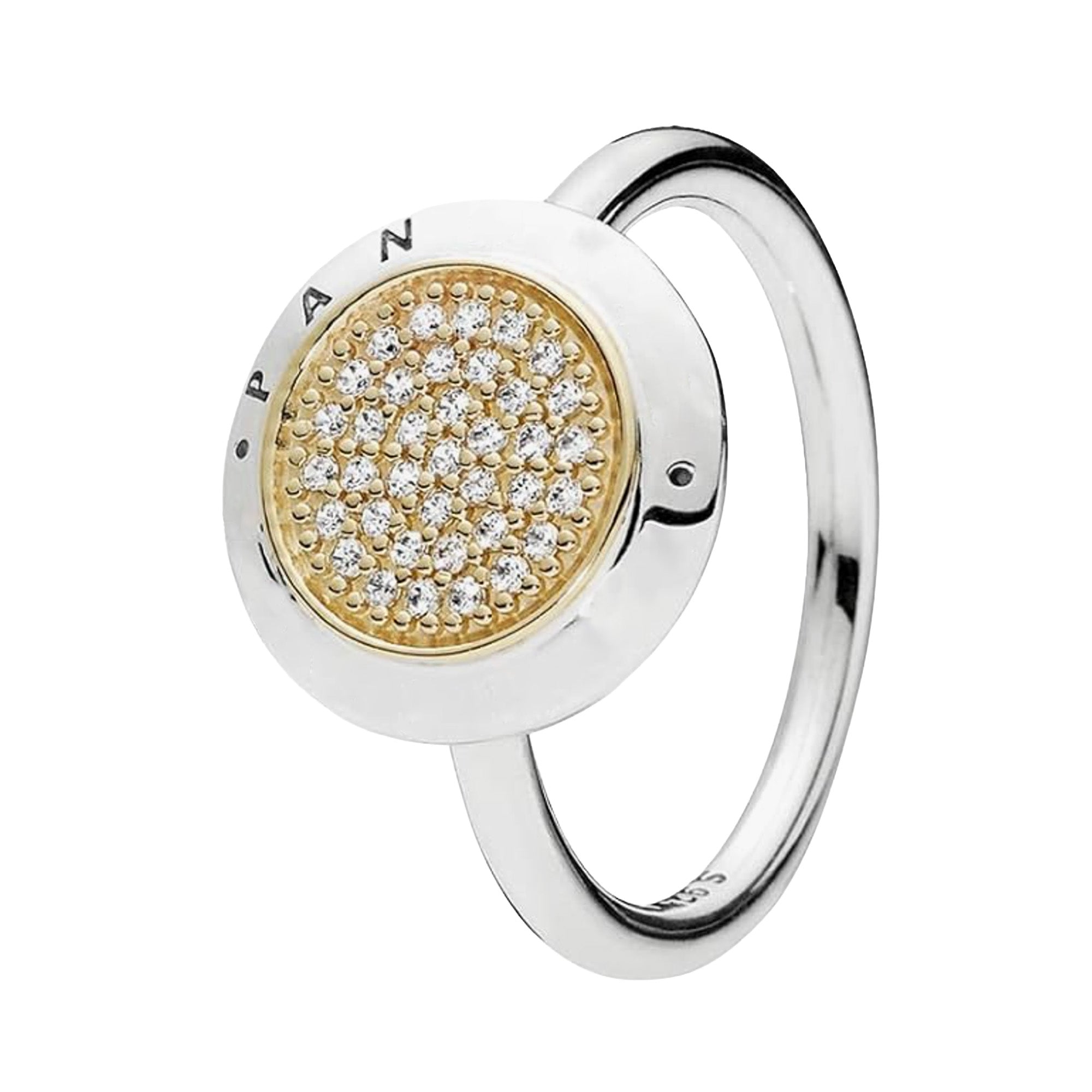 Anillo Inspirado Pan 1.1 Redondo Logotipo Completo con Micro Circonias Plata .925