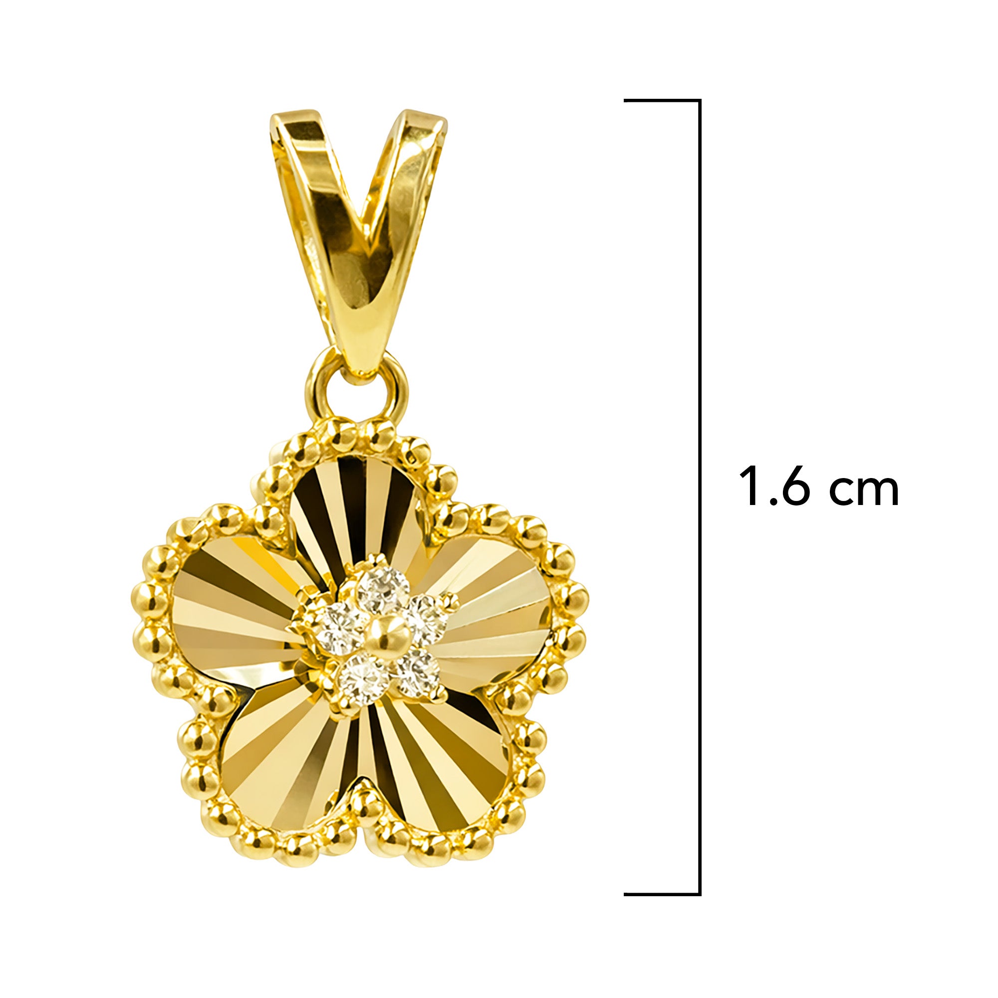Dije Flor Inspirado Van C Diamantado con Micro Circonias Oro 10K