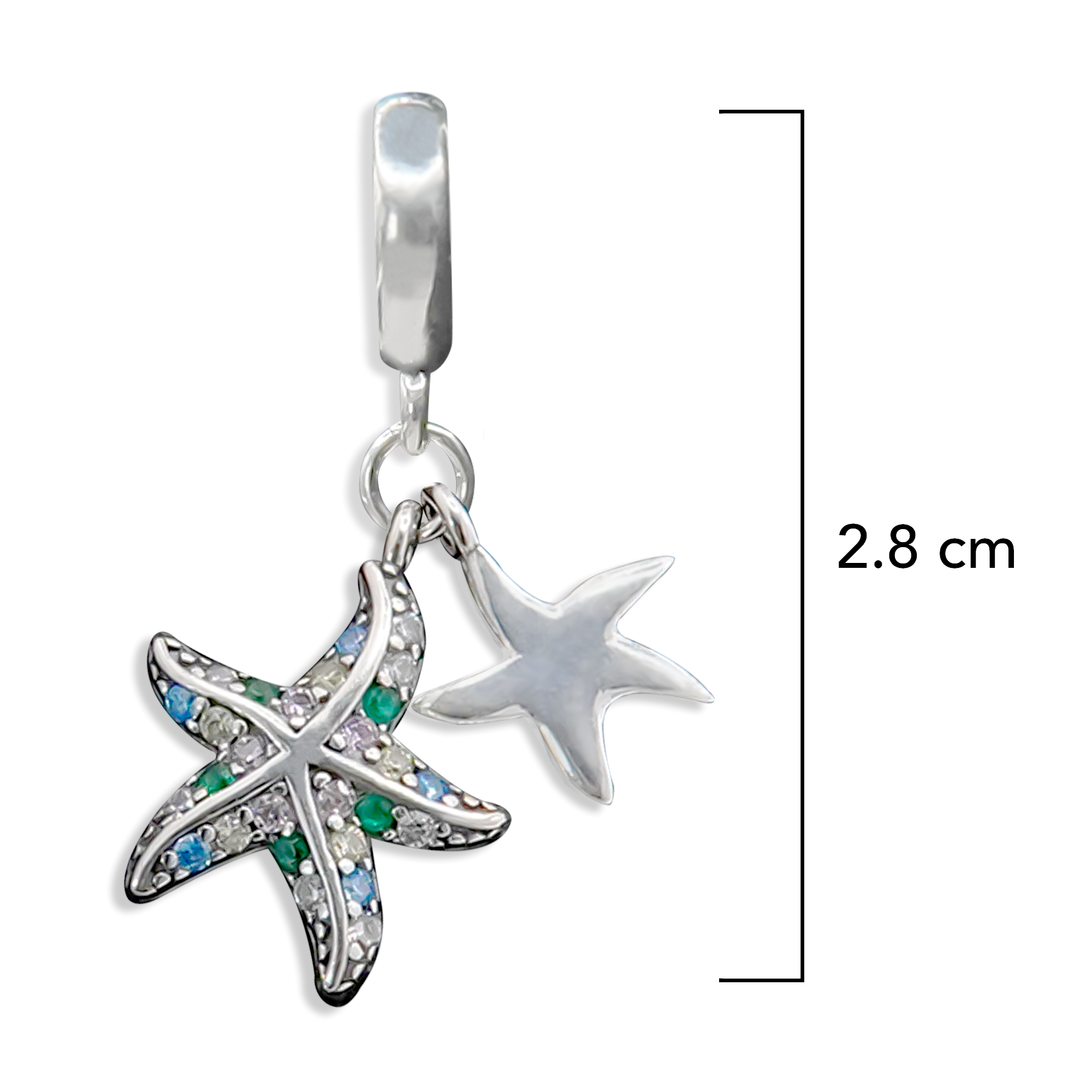 Charm Inspirado Pan 1:1 Estrellas de Mar con Micro Circonias Plata .925