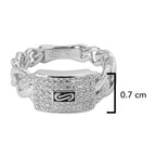 Anillo Inspirado Mónaco Circonias Rectángulo Horizontal, Eslabón Cubano em Disminución, Plata .925 con Baño de Rodio