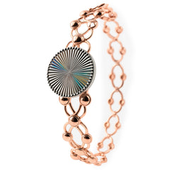 Brazalete Doble Uso Anillo Pulsera con Circulo Giratorio con Baño de Oro Rosa Plata .925