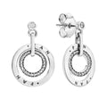 Arete Broquel Inspirado Pan 1.1  Doble Circulo, Liso y Circonias Plata .925