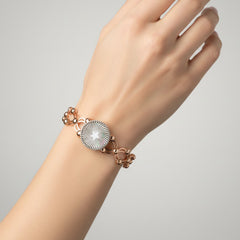 Brazalete Doble Uso Anillo Pulsera con Circulo con Estrella Giratorio y Baño de Oro Rosa Plata .925