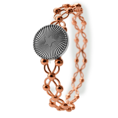 Brazalete Doble Uso Anillo Pulsera con Circulo con Estrella Giratorio y Baño de Oro Rosa Plata .925