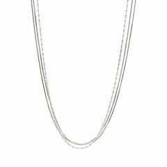 Collar Doble con Bolitas y Eslabones con Cola de Rata Plata .925