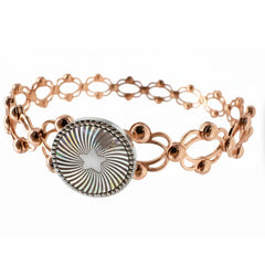 Brazalete Doble Uso Anillo Pulsera con Circulo con Estrella Giratorio y Baño de Oro Rosa Plata .925