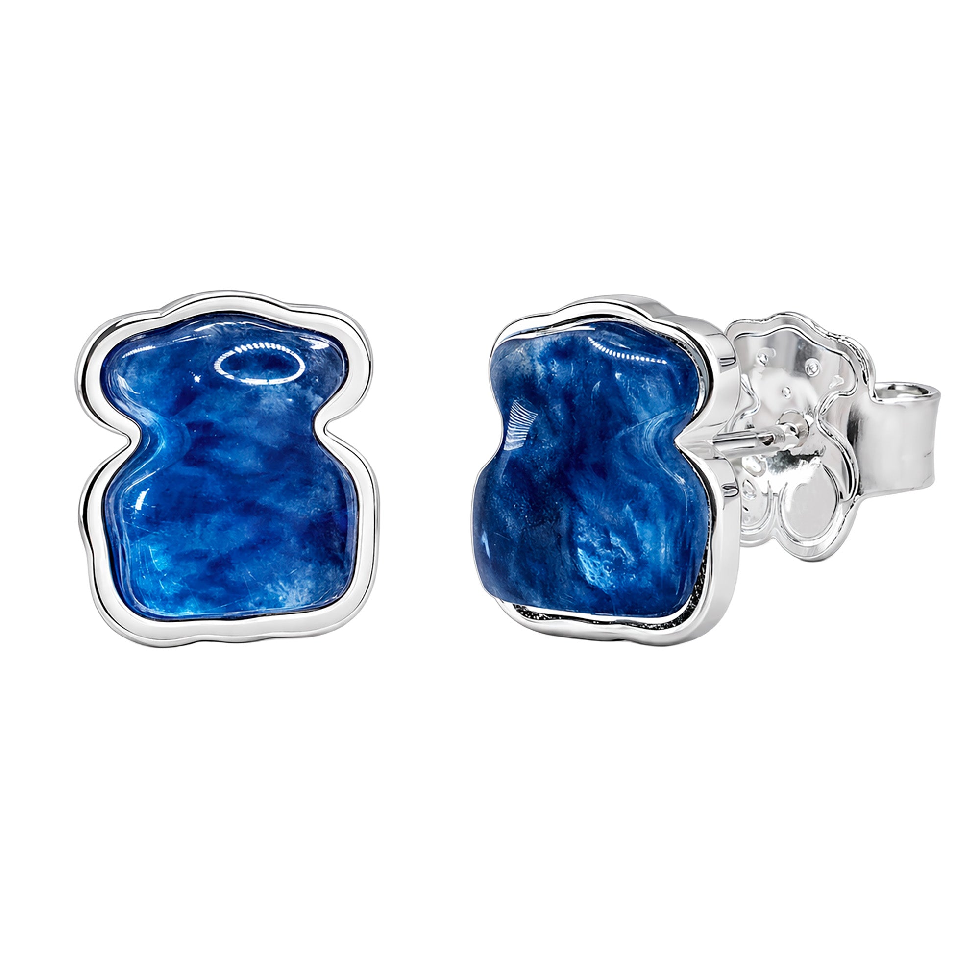 Broquel Inspirado Osos 1:1 Bombeado Murano Azul Plata .925