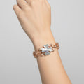Brazalete Doble Uso Anillo Pulsera Trebol Giratorio con Baño de Oro Rosa Plata .925