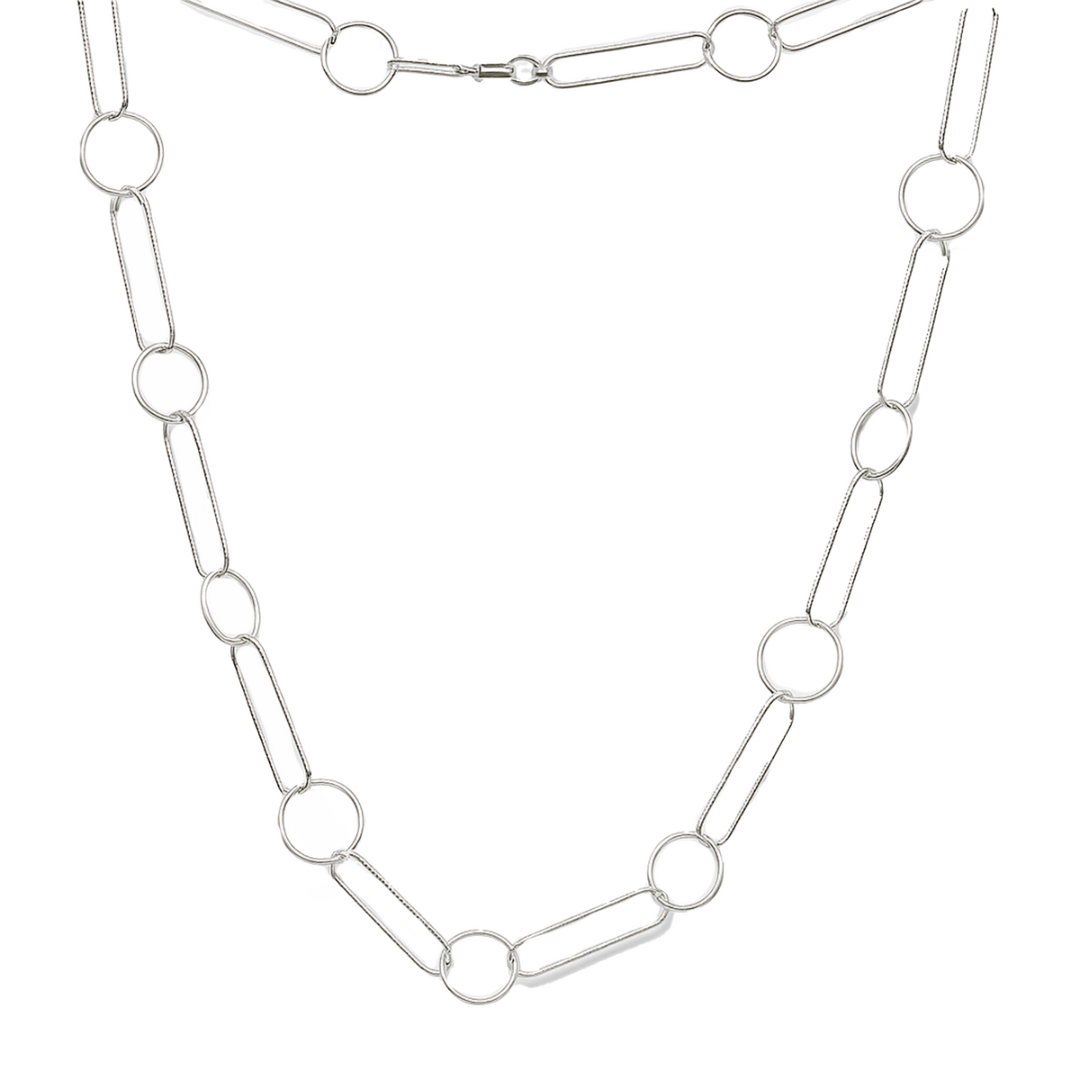 Collar Diamantado Paper Plata con Circulos Plata .925