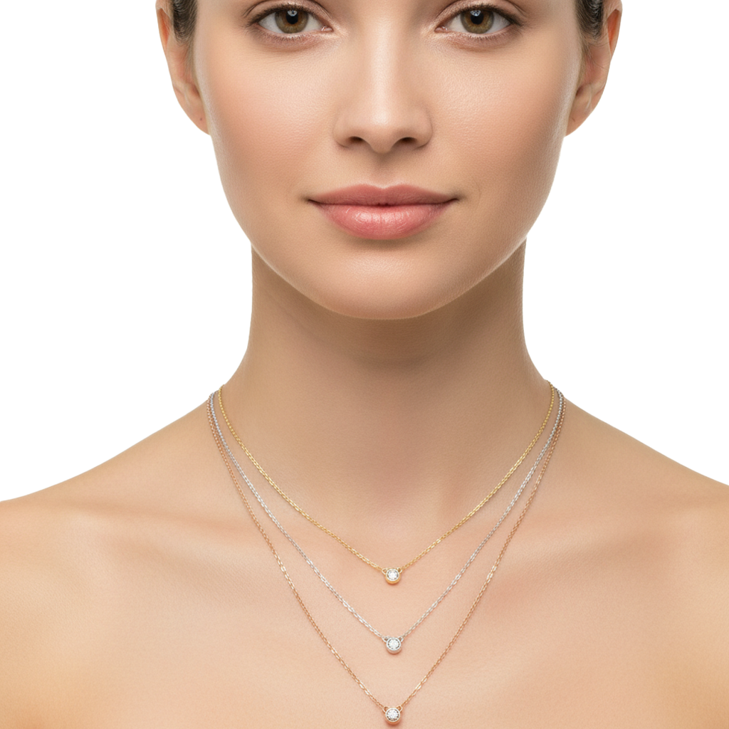 Collar Triple con Circonias Plata .925 con Baño de 3 Oros