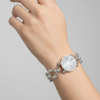 Brazalete Doble Uso Anillo Pulsera con Circulo Giratorio Plata .925 con Baño de Rodio