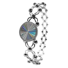 Brazalete Doble Uso Anillo Pulsera con Circulo Giratorio Plata .925 con Baño de Rodio