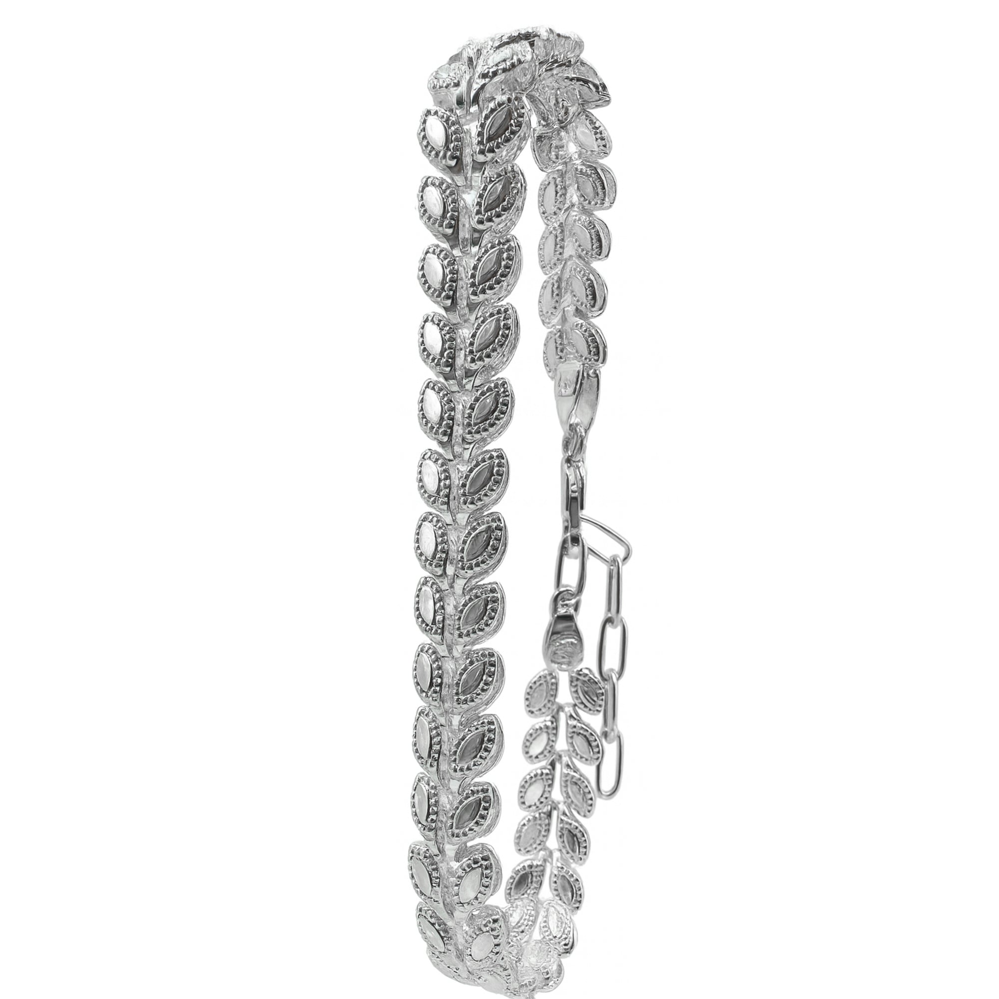 Pulsera Doble Hoja Bombeada Plata .925